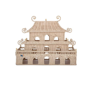 Vente en gros de pagode ronde tissée à la main Décoration en rotin fait à la main pour le salon ou la maison avec motif végétal - Product Image 3