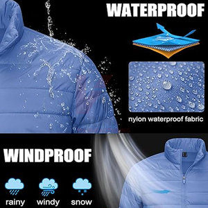 Chaqueta acolchada con aislamiento empacable para hombre, abrigo ligero a prueba de viento repelente al agua, cremallera completa, cuello levantado, bolsillos laterales, fábrica - Product Image 4