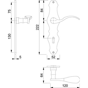 White M112SLN/2007 Brass Long <b>Plate</b> Set F73 BB 72 mm DIN Left/Right HOPPE <b>Door</b> & Window Handles - Product Image 3