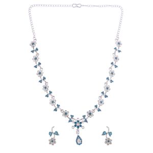 Indian Crystal Jewelry Classic Floral Rhinestone Indian Manufacturer Jewelry Collar Necklace Bridal Wedding Indian <b>Earrings</b> Set - Product Image 1