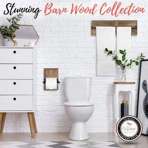 Toallero de granja rústico, impresionante decoración de baño de granja de madera de granero para pared, madera con incrustaciones expertas con barra negra mate - Product Image 4