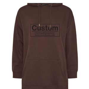 Sweat-shirt à capuche en tricot écologique personnalisé en gros pour femmes, taille plus, sweat-shirt à capuche d'hiver avec cordon de serrage cool et logo personnalisé - Product Image 1