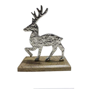 Handmade Modern Classic Reindeer Sculpture Best Price Home Decor <b>for</b> <b>Christmas</b> Celebrations Aluminium Metal with Wooden Base - Product Image 3