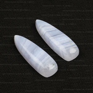 Ágata de encaje azul Natural de calidad increíble, 10x30mm de largo, trillón de espalda plana, cabujón calibrado, suministro de joyería de piedras preciosas sueltas - Product Image 4