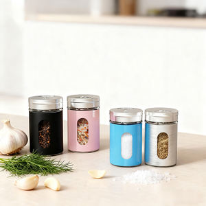 पेशेवर रसोई सीज़निंग कंटेनर 90 मिलीलीटर स्पष्ट ग्लास जार स्टेनलेस स्टील टॉप विंडो मसाला डिस्पेंसर - Product Image 5