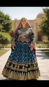 Premium Soft Chiffon Long <b>Vintage</b> Afgani Kuchi Dresses Girls Handmade Embroidery Ethnic Style Daily Outings Office Events - Product Image 2