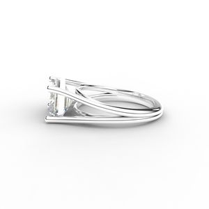 IGI Certified Emerald Cut Lab Grown Diamond Solitaire Engagement <b>Ring</b> in 14K Rose / White & Yellow Gold <b>Split</b> Shank Design - Product Image 2