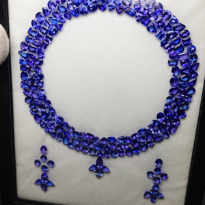 รูปแบบ Tanzanite อุ่นธรรมชาติที่สวยงามสำหรับสร้อยคอและต่างหูพลอยตัดแบบผสม tanzania ORIGIN AAA คุณภาพดีเยี่ยม - Product Image 1