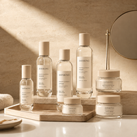 Ensemble d'emballages cosmétiques en verre 30ml-150ml, flacon de toner, flacon pompe à lotion en verre dégradé, pot cosmétique rond 100g