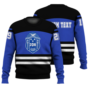 Zeta Phi Beta Sorority Greek Life Pull 1920 ZPhiB Knit Bleu Blanc Chenille Broderie Divine Nine Premium Wear - Product Image 3
