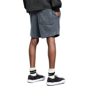 Custom Vintage Fleece <b>Shorts</b> Cut Edge 3D Embroidery Printing Acid Wash <b>Sweat</b> <b>Shorts</b> With Distress <b>for</b> <b>Men</b> jogger <b>shorts</b> - Product Image 2