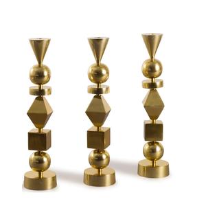 Factory Customized Artistic Aluminum Handmade <b>Candle</b> Pillar Holder Elegant Gold <b>Taper</b> Candlestick Holder Home Christmas - Product Image 1