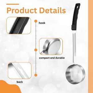 Cuchara de cucharón de control de porciones de acero inoxidable de 6oz con impresiones de logotipo personalizado para medir y cucharas de servicio de grado comercial - Product Image 2