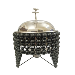 Mother of Pearl Hotpot Forma redonda Cazuela de diseñador hecha a mano Calidad Premium Hecho a mano Nuevo calentador de alimentos de metal - Product Image 6