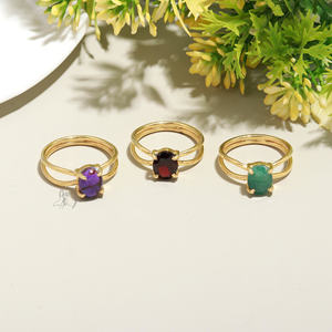 Anillo de piedra de lujo ovalado azul de 3,5 quilates Plata de Ley 925 con diseño de ajuste de bisel chapado en oro para bodas - Product Image 2