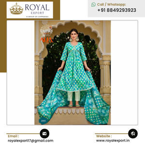 Qualité supérieure Vente chaude Nouveau Designer Feuille Imprimé et Broderie Travail Kurti Pant & Dupatta de l'exportateur indien - Product Image 6