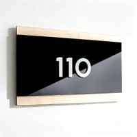 Plaque de porte moderne en acrylique noir avec numéro de maison - Plaque de numéro 3D personnalisée pour villa, bureau et hôtel, résistante à l'eau et illuminée
