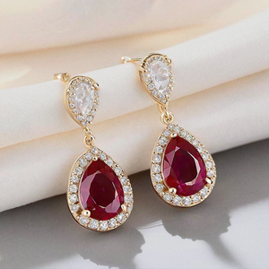 Boucles d'oreilles pendantes en argent sterling 925 pour femmes belle pierre précieuse tourmaline plaqué or pour les mariages - Product Image 4