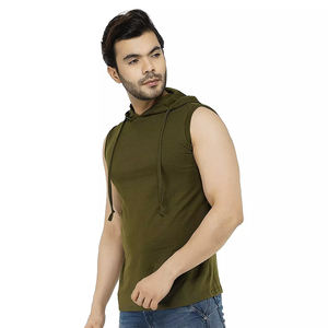 Logotipo personalizado hombres gimnasio Fitness músculo liso en blanco sin mangas Slim Fit sudaderas con capucha gimnasio Hombre Ropa Deportiva camisetas sin mangas - Product Image 4