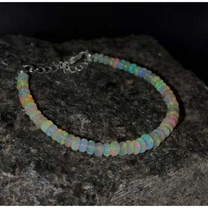 AAA+ Ethiopian Fire Opal Bead <b>Bracelet</b> 925 Sterling <b>Silver</b> Gift - Product Image 4