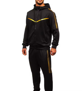 Custom 100% Cotton Black Training Tracksuit for Men | Two Piece Sportswear Sweatsuit Set for Gym and Casual Wear - Product Image 3
