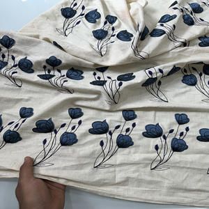 Textured Cotton Embroidery Fabric with Refined Stitch Art for Fashion Apparel Ethnic Wear Home Decor - Product Image 5