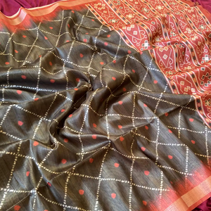 Indian Style Tusaar Silk Women's <b>Saree</b> with Latest Design Made in India In-Stock - Product Image 1