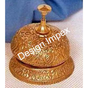 Campana de mesa de latón 100%, superventas, campanas de escritorio de lujo, decoración de Festival de boda, campana de mesa de diseñador grabada al mejor precio - Product Image 2