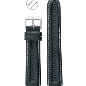 Unisex 245 Black Classic Genuine Leather <b>Watch</b> Strap 18-22mm Water-Resistant Soft Stainless Steel Watchbelt Smartwatch Band - Product Image 1