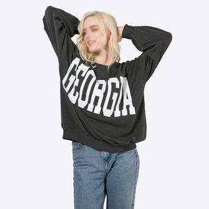 Sudadera Gráfica de Manga Larga Acanalada Oversize para Mujer, Top Casual de Streetwear, Suéter de Punto Suave, Moda de Invierno - Product Image 4