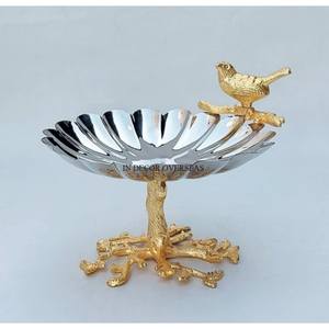 Modern Creative Gold Plated Metal Table Centerpiece Unique <b>Silver</b> Shiny Polished Decorative <b>Bowl</b> for Home or Hotel - Product Image 4