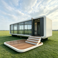 Cabaña Moderna Estilo Villa para Exteriores, Habitación Cápsula, Cabaña Prefabricada Tipo Apple, Estructura de Acero, Oficina Móvil o Hotel Resort