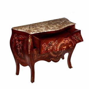 Consola Clásica de Madera con Incrustaciones, Tapa de Mármol y Motivos Florales Ornamentales, Elegante Consola de Almacenamiento de Lujo - Product Image 3