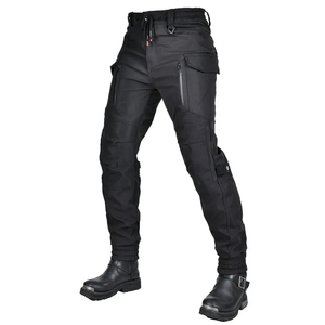 Jean de moto en coton pour homme, séchage rapide, respirant, avec protections CE amovibles, poche zippée, pour la course - Product Image 1