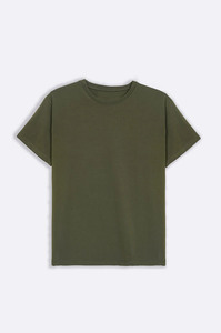 Camiseta Casual de Algodón para Hombre, Corte Regular, Color Verde Oliva, Manga Corta, Cuello Redondo, Estilo Jersey de Punto, Color Sólido - Product Image 5