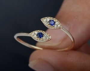 Anillos de Plata de Ley 925 Chapados en Oro con Circonita en Forma de Ojo, para Mujer, Regalo de Boda, Compromiso, Fiesta y Aniversario - Product Image 2