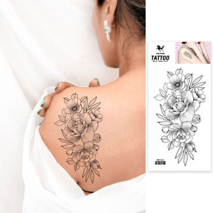 Pegatina de tatuaje temporal impermeable flor estilo tradicional a todo Color arte corporal de larga duración para hombres y mujeres 2025 nuevo - Product Image 1
