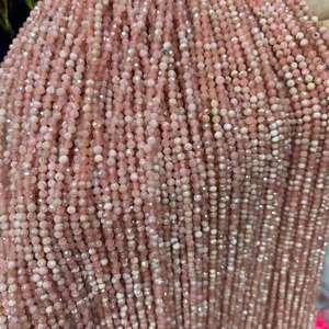 Véritable Rhodochrosite 3mm 4mm Perles à facettes Argentina Pink Gemstone Beads - Product Image 2
