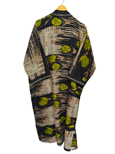 Bridal <b>Robe</b> Light Weight Silk <b>Robe</b> For Woman Night Wear <b>Long</b> <b>Robe</b>, Floral Print Indian Vintage Recycled Silk Sari <b>Kimono</b>, - Product Image 6