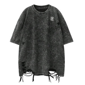 T-shirts pour hommes personnalisés, confortables et en stock, effet vieilli, respirants, écologiques, séchage rapide, polyester/coton - Product Image 1