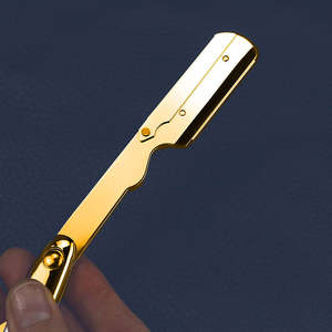 Navajas de Afeitar de Acero Alemán con Recubrimiento de Oro Personalizadas para Hombres, Afeitado de Garganta, Hoja de Acero Inoxidable - Product Image 1