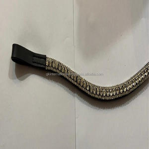 ที่กำหนดเอง3แถวเศษไม้ประกายคริสตัล Diamante Bling คุณภาพฝีมือหนังแท้สีดำม้าคิ้ววงในซังเต็ม - Product Image 3