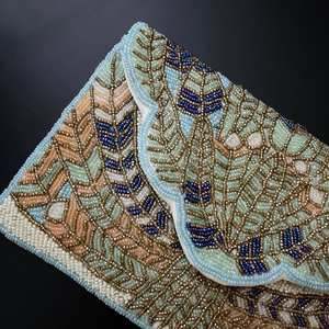 MS Handicraft Tropical Floral <b>Glass</b> Beaded Clutch Customized Shape & Color Mexican Fiesta Purse Crossbody <b>Chain</b> Model Ms-wc-001 - Product Image 2