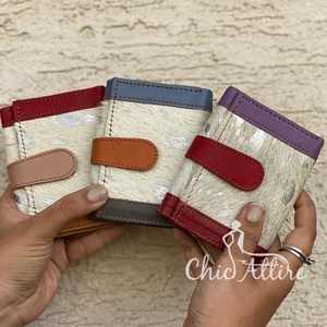 Cowhide Leather Fur Clutch Casual Stylish Wallets Card Holder <b>Small</b> Coin <b>Purse</b> - Product Image 1