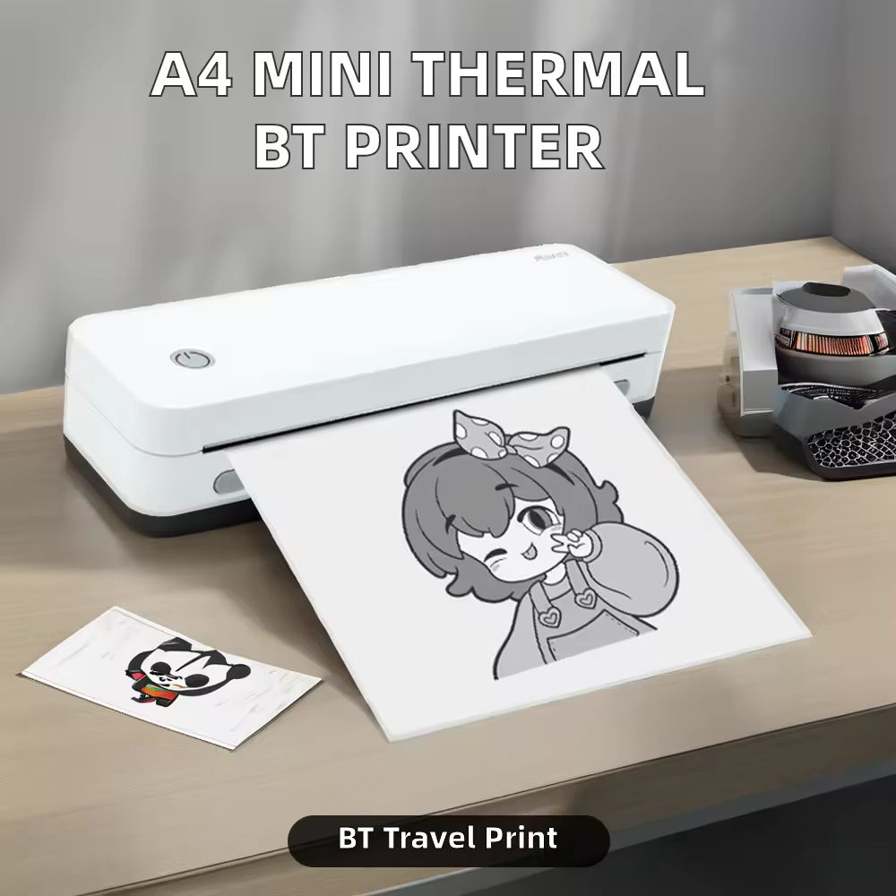 White + 1 roll of paper + 100Pcs A4 folded paper