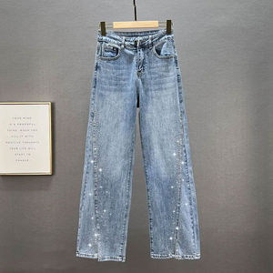 กางเกงยีนส์ขากว้างกลางเอวตรงสไตล์วินเทจของผู้หญิงมาใหม่2025ชุดลำลองสไตล์สตรีทแวร์ผ้าคอตตอน100% ฤดูหนาว - Product Image 5