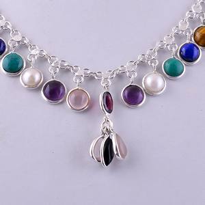 Collar de Plata de Ley 925 con Diseño Clásico y Cadenas de Piedras Preciosas Mixtas de Lujo para Mujeres, Compromiso, Bodas, Fiestas y Regalos - Product Image 3