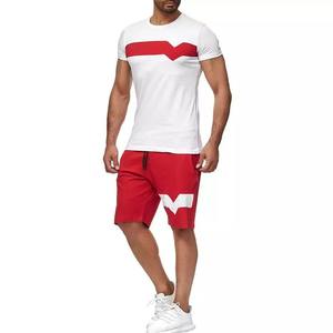 Ensembles courts d'été pour hommes, T-shirt et Short de survêtement en coton uni avec Logo personnalisé pour hommes - Product Image 2