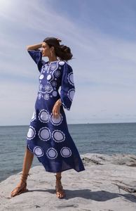 Short Ukrainian Long Sleeve Side Slit Summer <b>Boho</b> Designer Occasion Dress Festive Wear Floor Length Embroidered Long Sleeve - Product Image 3