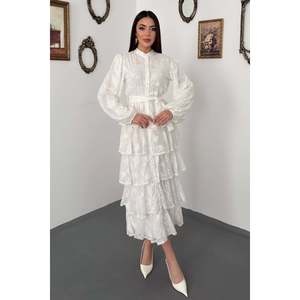 Vestido Largo Blanco con Volantes - Blanco - Product Image 2